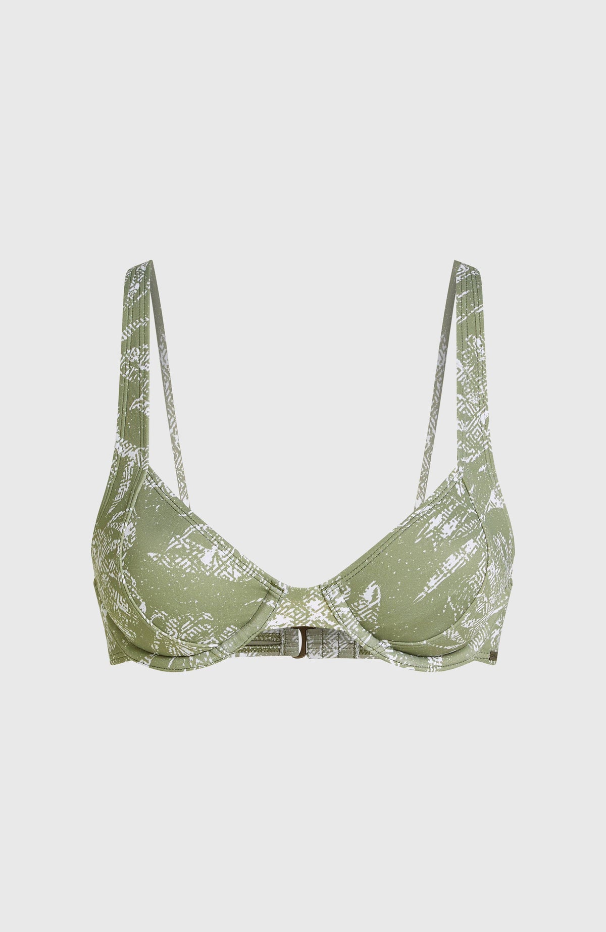Elsie Bikini-Oberteil mit Bügeln | Green Textured Jungle