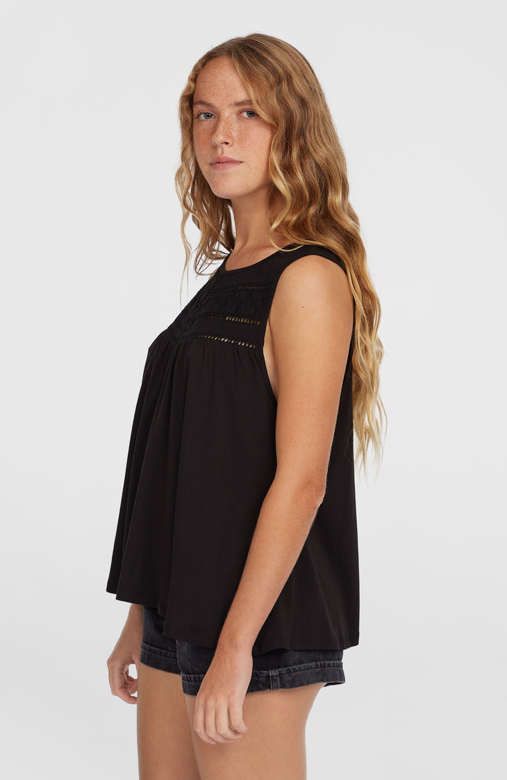 Essentials Tokeena Tanktop mit Stickerei | Black Out