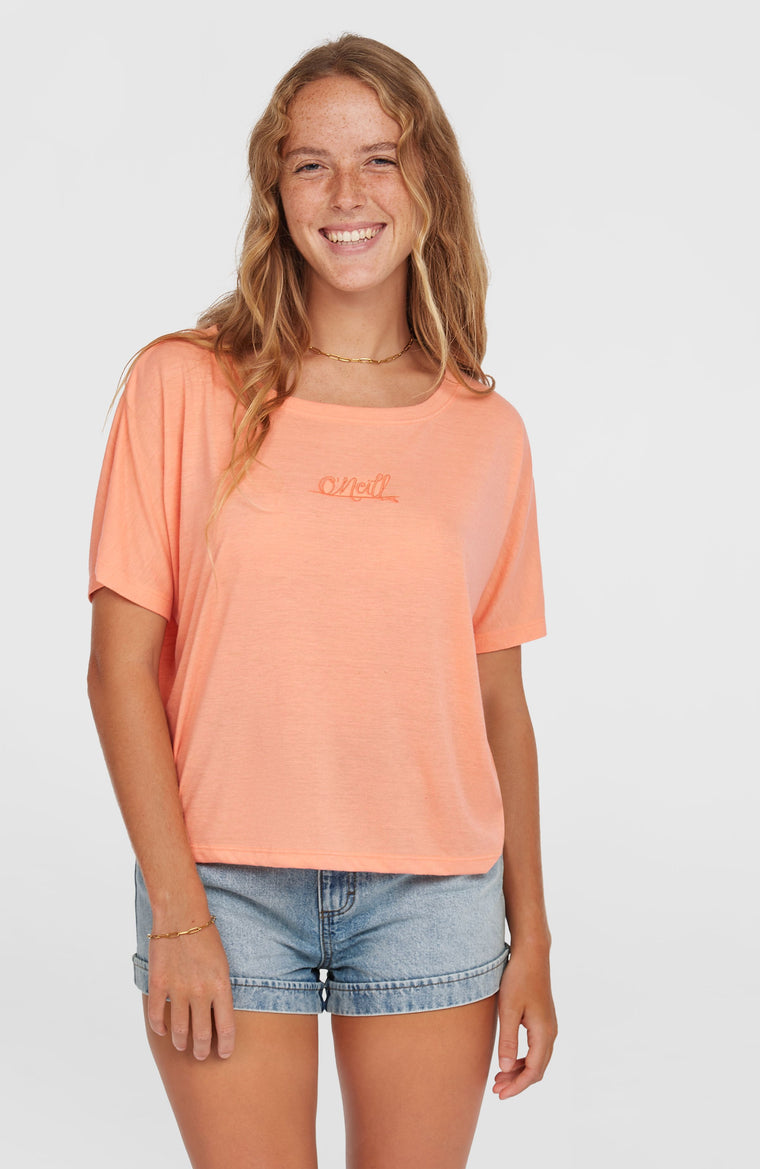 Essentials Script T-Shirt in Drape-Optik | Coral Pink