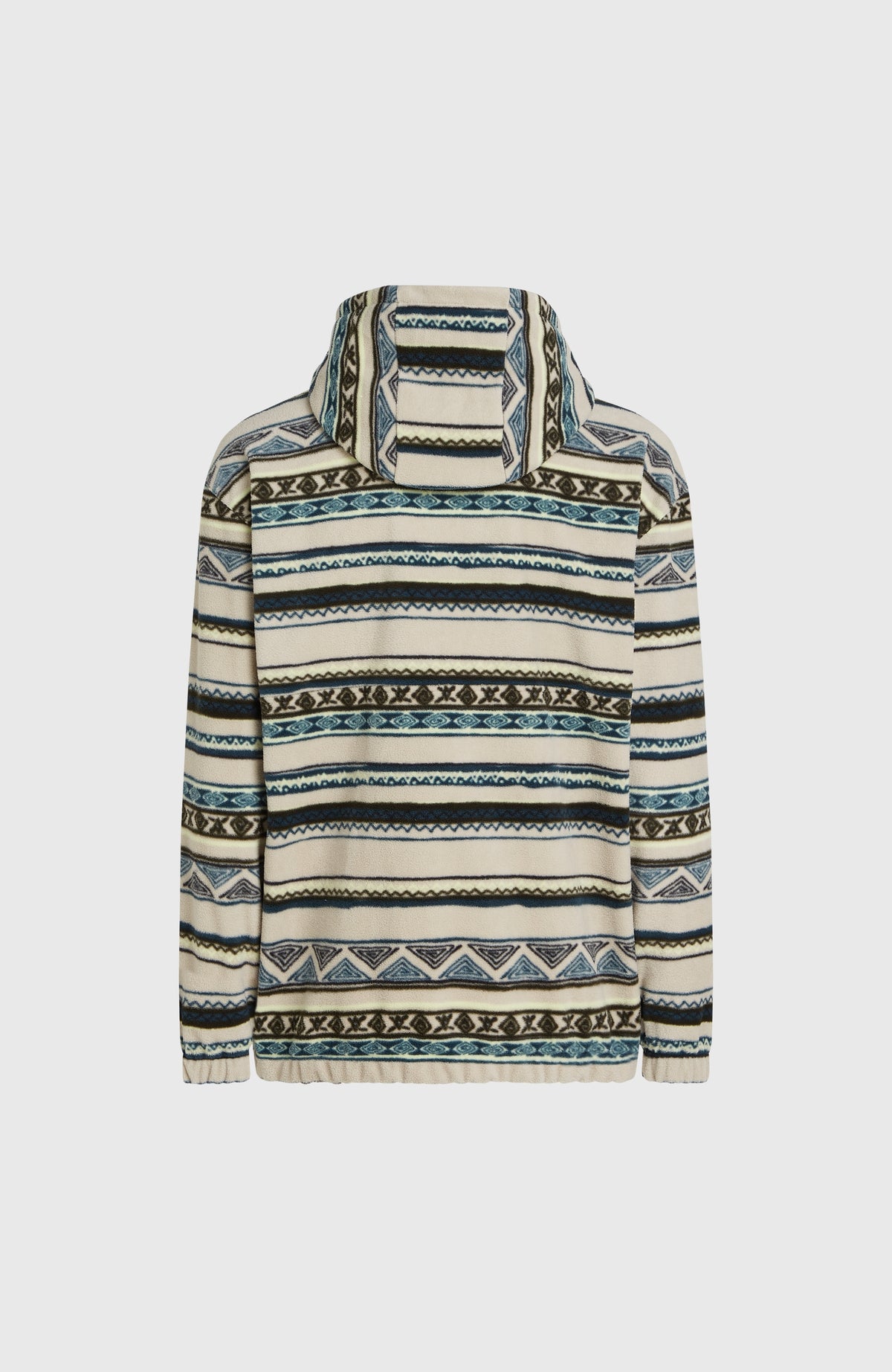 Superfleece Hoodie mit Halbreißverschluss | Grey Ikat Stripe