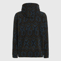 Superfleece Hoodie mit Halbreißverschluss | Black Retro Ikat