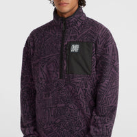 Flauschiger Surf Heroes Fleecepullover mit Halbreißverschluss | Black/Purple Sketcheritage