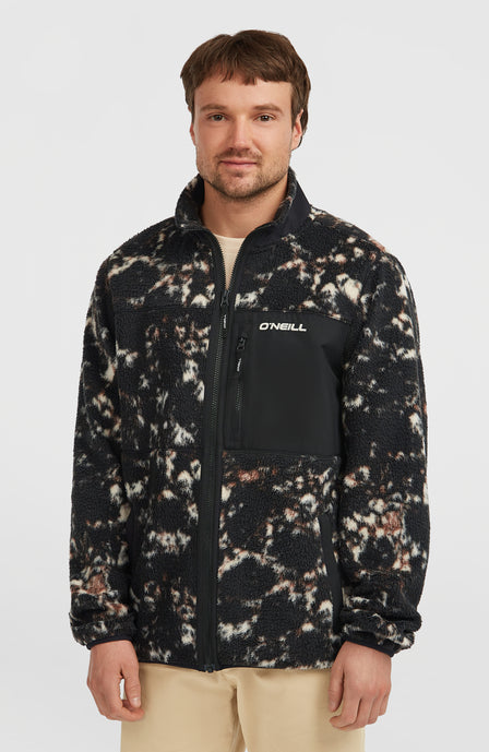 Flauschige Must-Have Fleecejacke mit Reißverschluss | Black/Beige Quarry