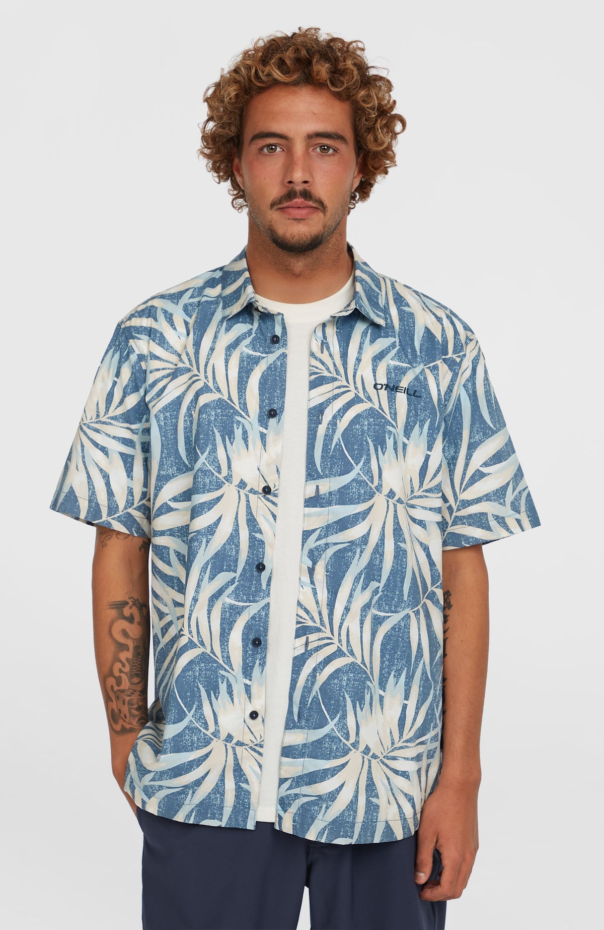 Print-Shirt | Blue Dipped Leaves
