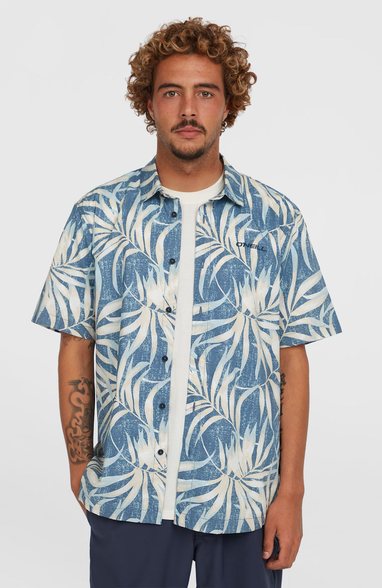 Print-Shirt | Blue Dipped Leaves