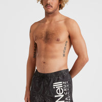 Cali Floral 16'' Badehose | Black Tonal Flower