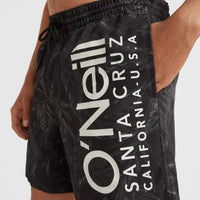 Cali Floral 16'' Badehose | Black Tonal Flower