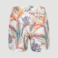 Cali Print 15'' Badehose | White Tropical Flower