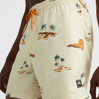 Cali Print 15'' Badehose | Beige Lost Island