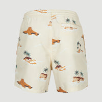 Cali Print 15'' Badehose | Beige Lost Island