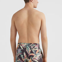 Cali Print 15'' Badehose | Black Tropical Flower