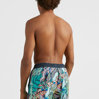 Scallop Ocean 16'' Badehose | Blue Comic Seaweed