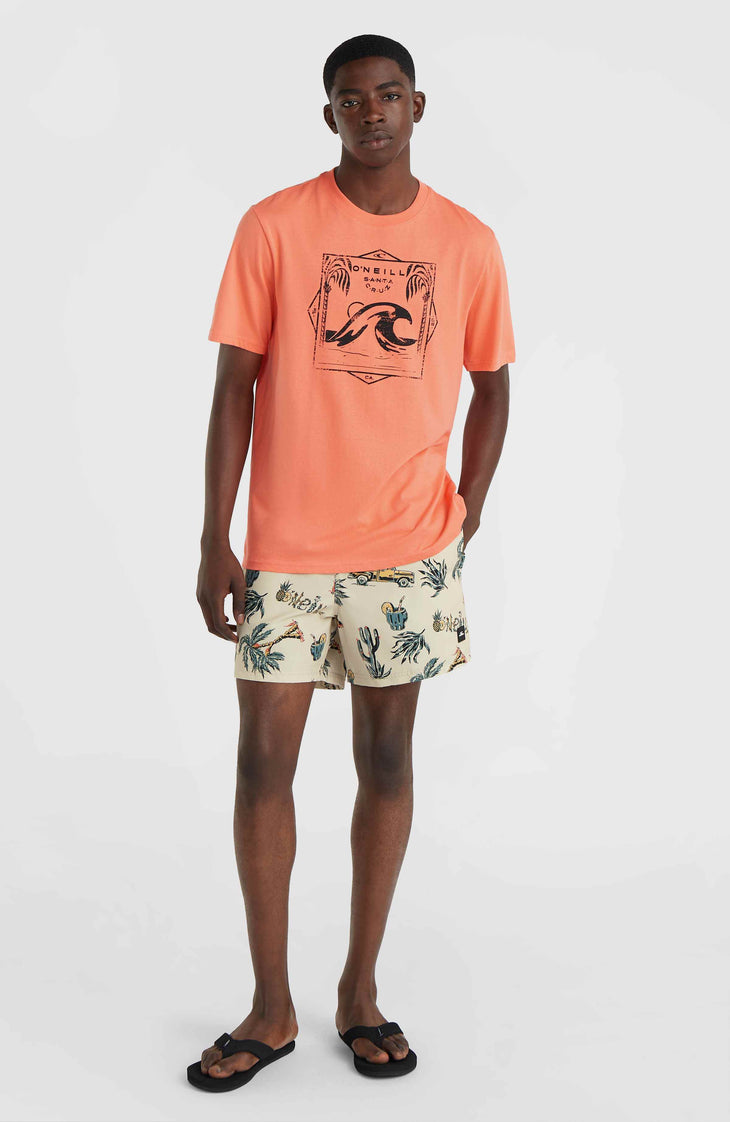 Mix and Match Cali Print 15'' Badehose | Beige Venice Beach