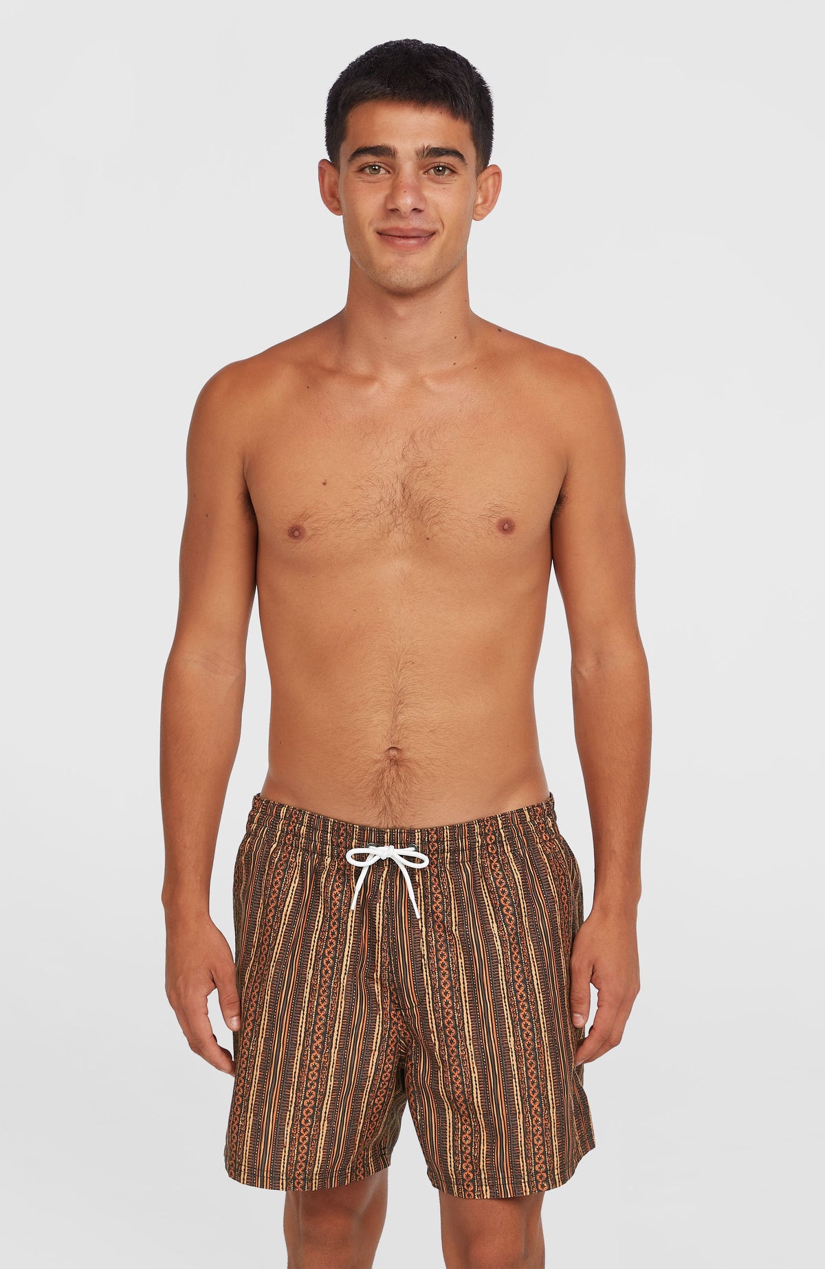 Cali Print 15'' Badehose | Orange Pressed Lines
