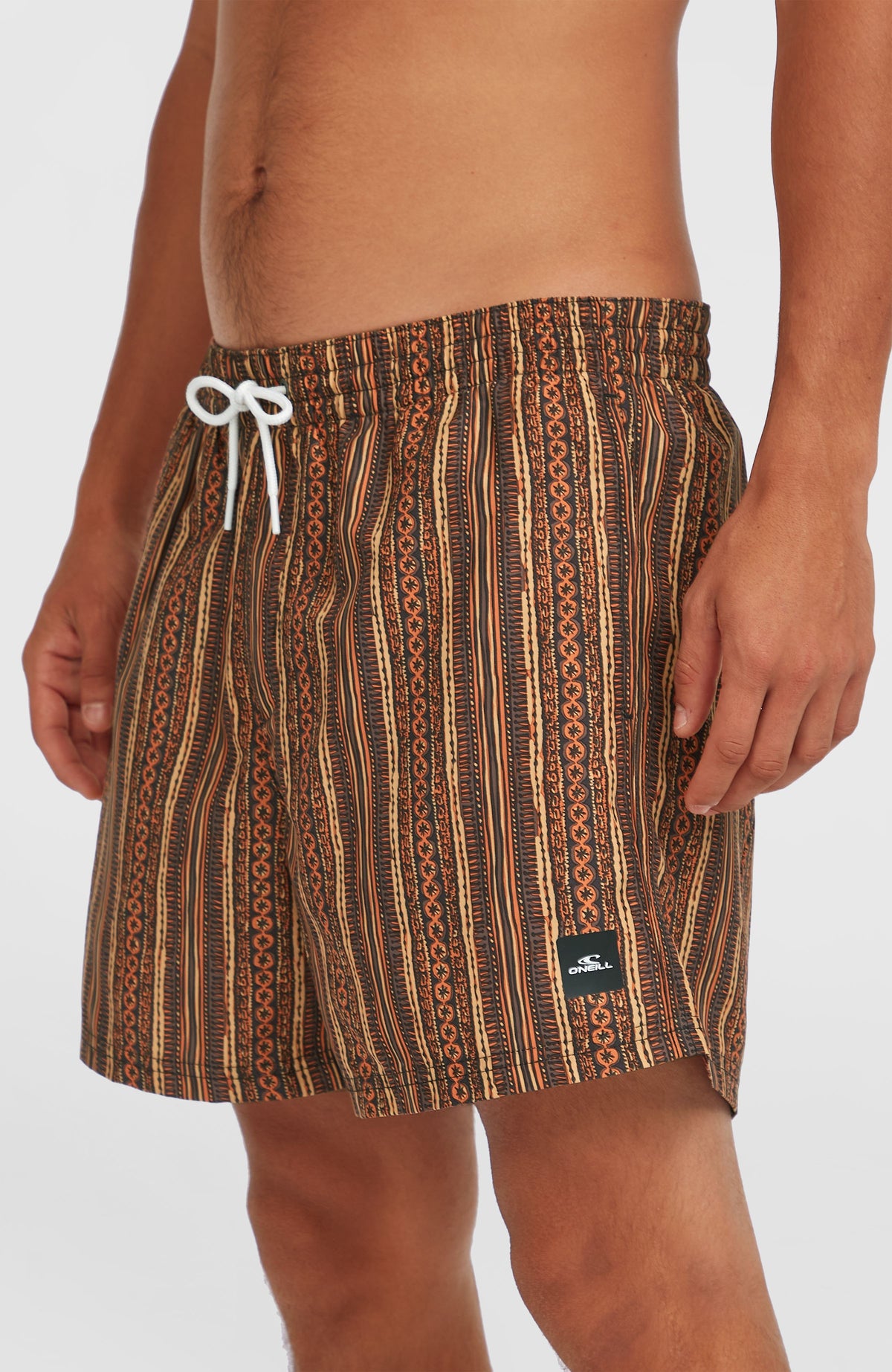 Cali Print 15'' Badehose | Orange Pressed Lines