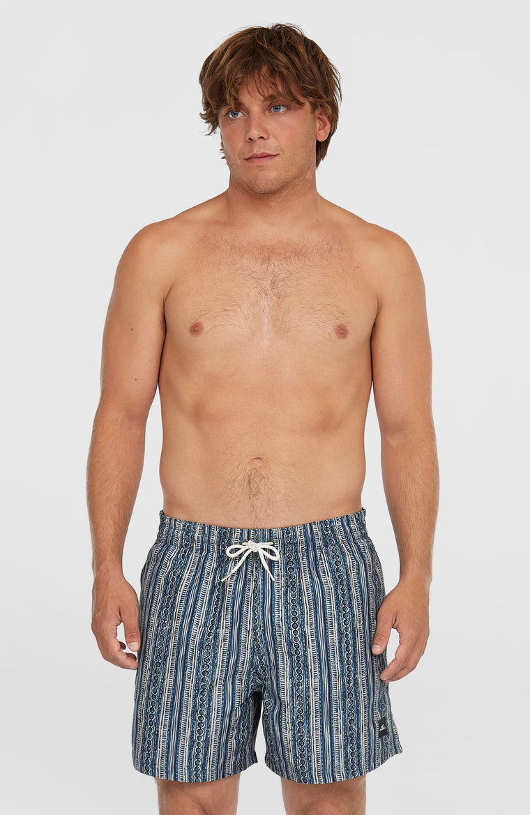 Cali Print 15'' Badehose | Blue Pressed Lines