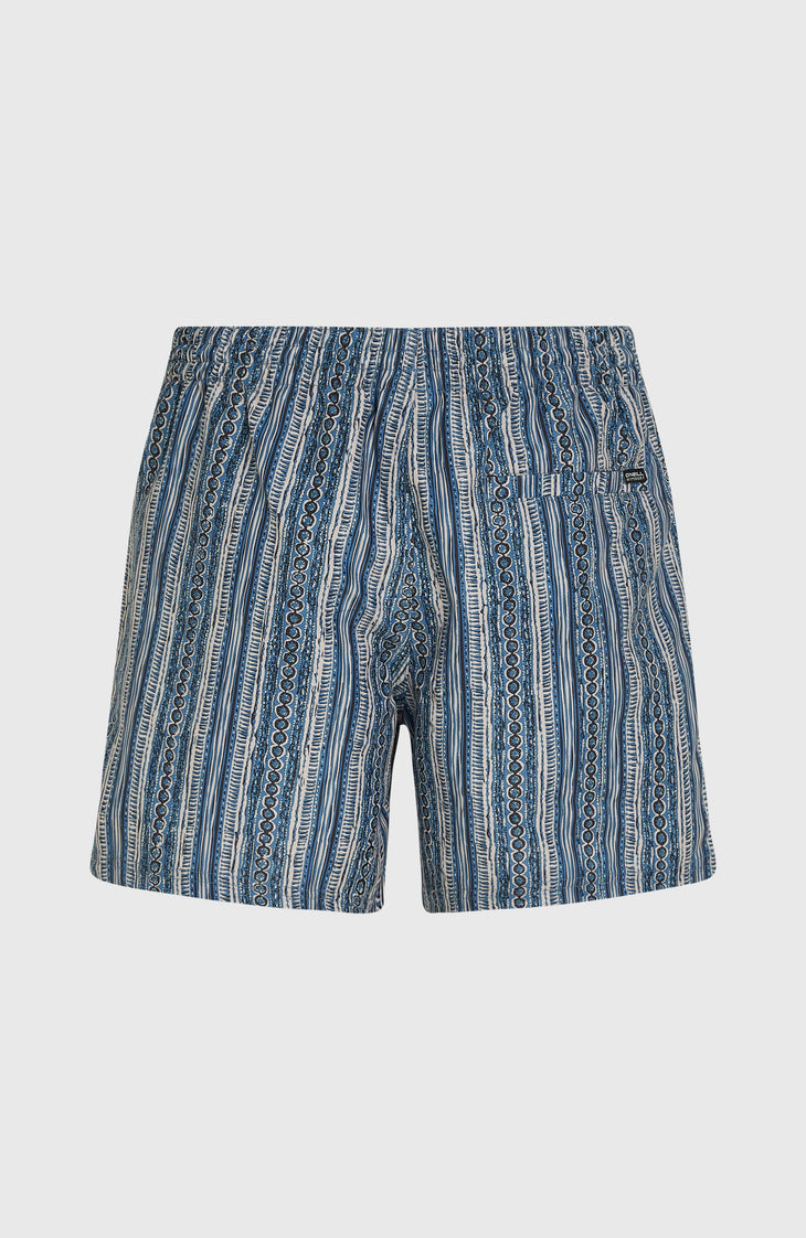 Cali Print 15'' Badehose | Blue Pressed Lines