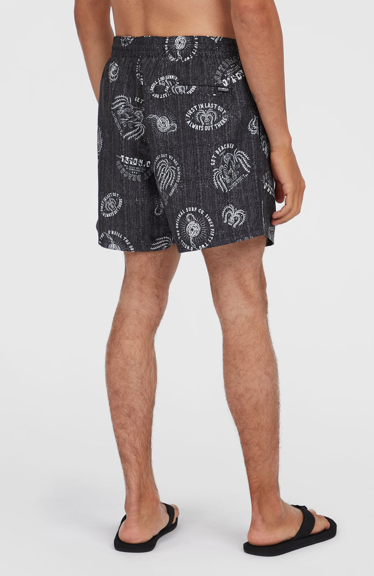Cali Print 15'' Badehose | Black Mystical