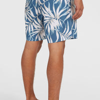 Cali Floral 16'' Badehose | Blue Dipped Leaves