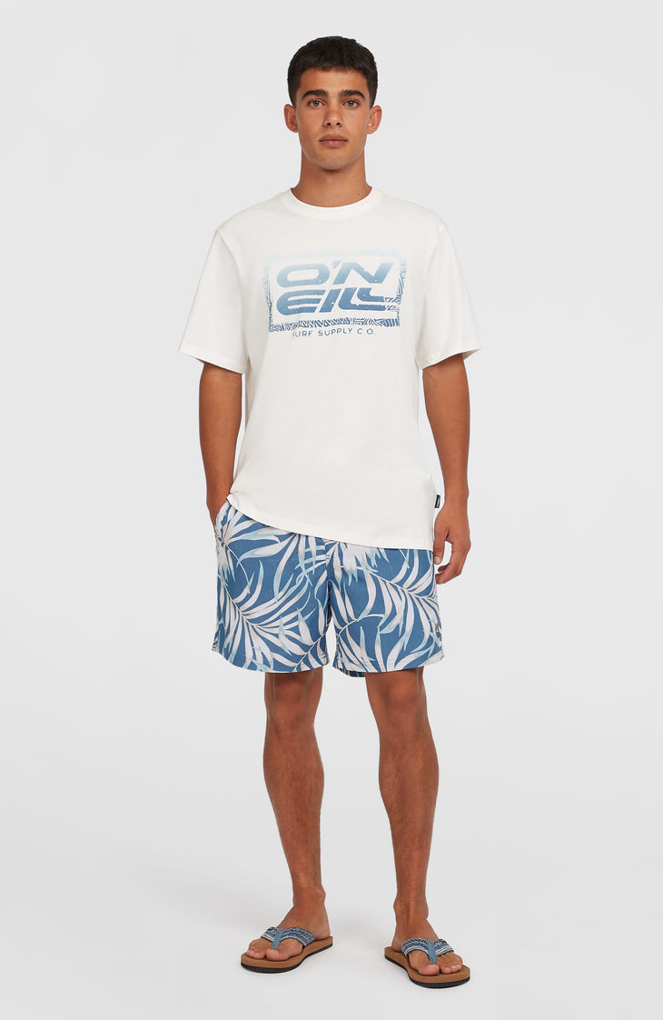 Cali Floral 16'' Badehose | Blue Dipped Leaves
