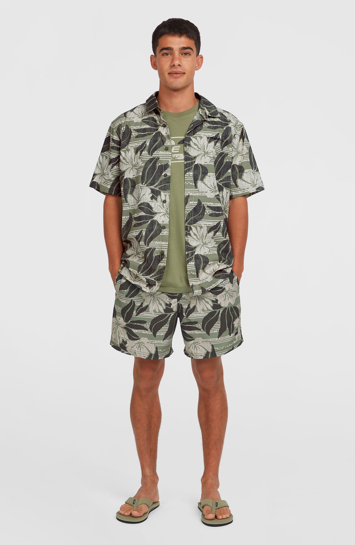 Cali Floral 16'' Badehose | Green Dusty Flower