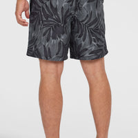 Cali Floral 16'' Badehose | Black Dipped Leaves