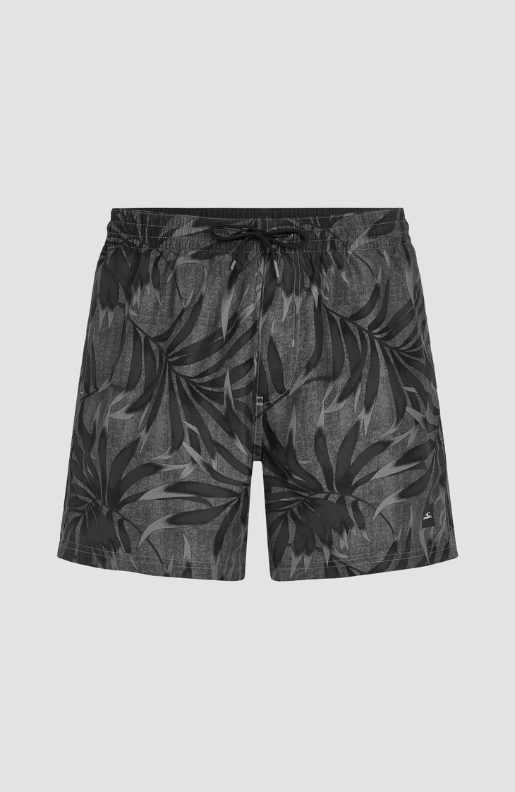 Cali Floral 16'' Badehose | Black Dipped Leaves