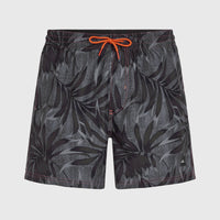 Cali Floral 16'' Badehose | Black Dipped Leaves