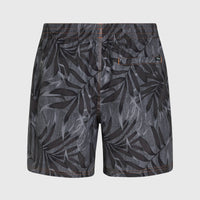 Cali Floral 16'' Badehose | Black Dipped Leaves