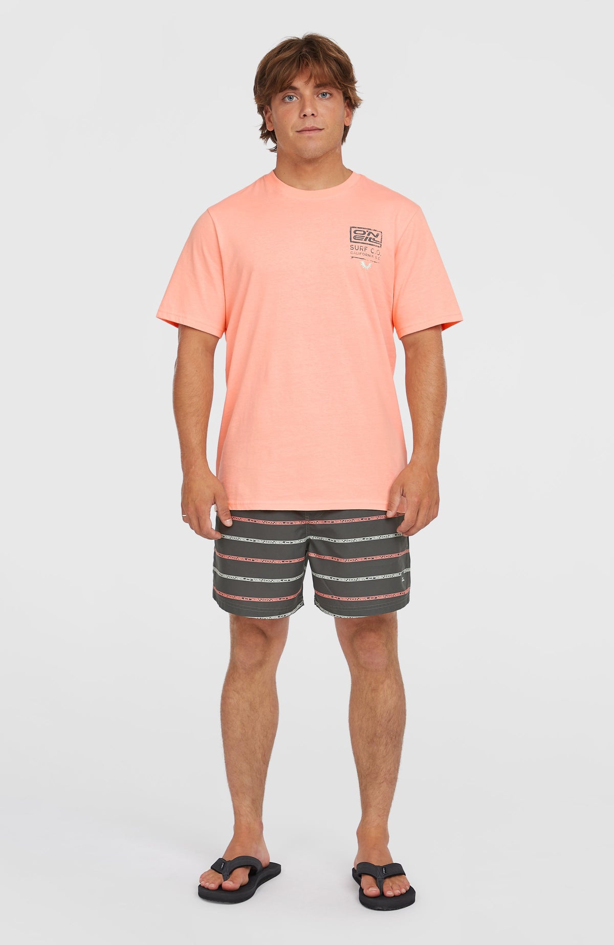 Cali First 15'' Badehose | Grey O'Neill Stripe