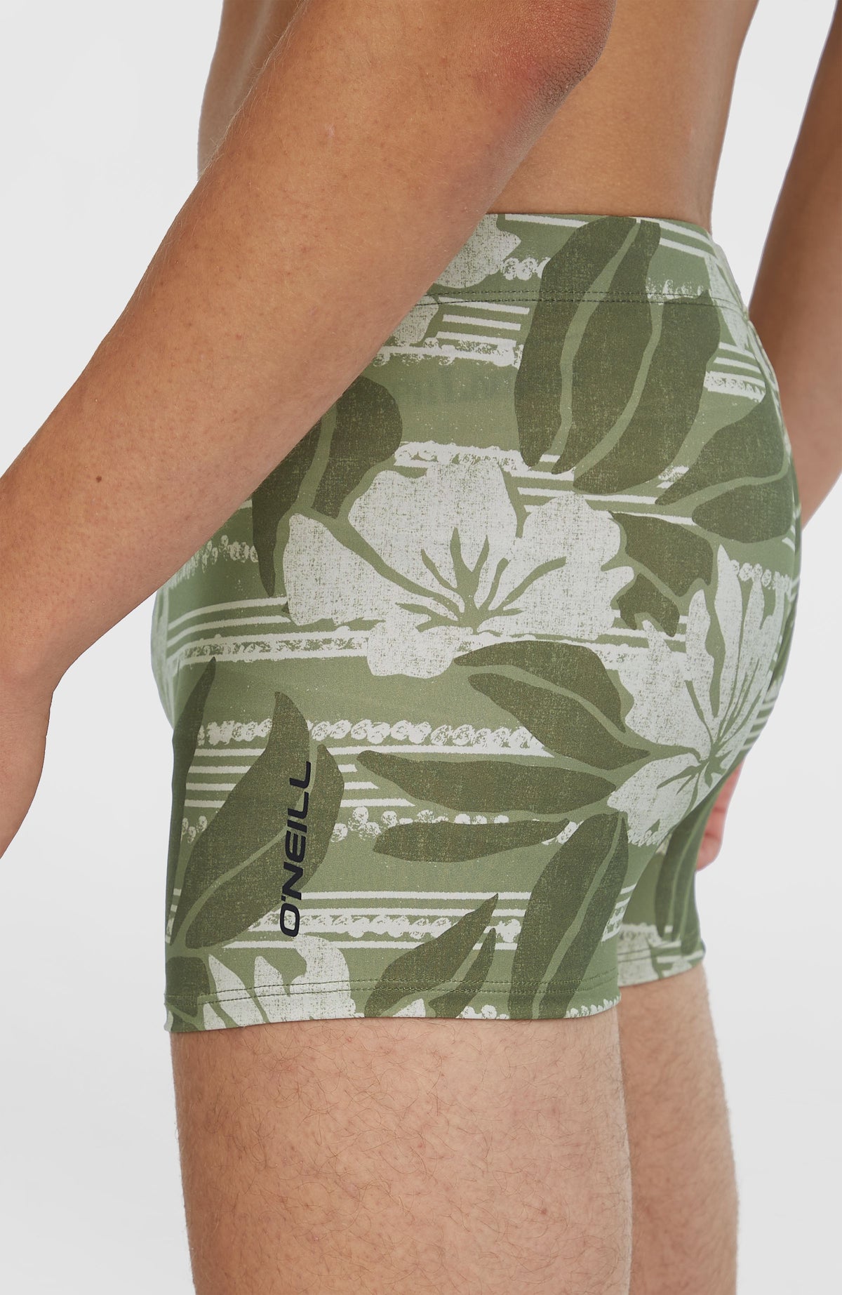 Essentials Floral Racer Badehose | Green Tonal Dusty Flower