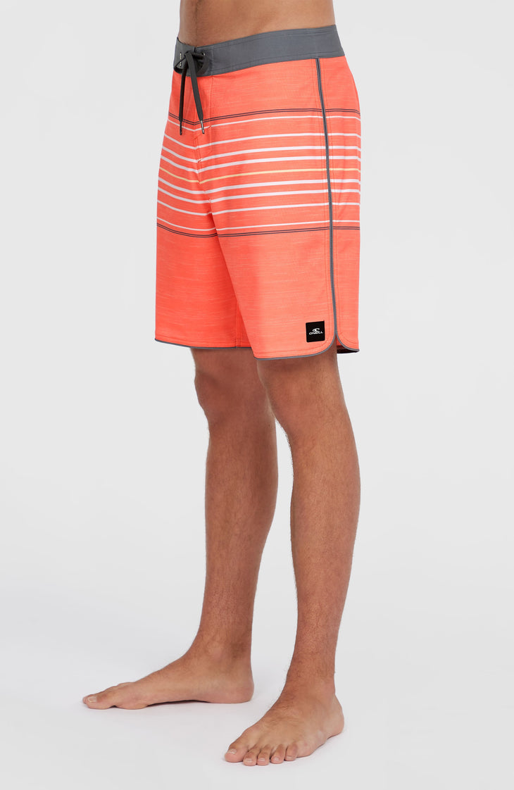 Hyperfreak Heat Stripe Scallop 18'' Boardshorts | Peach Echo Heat Stripe