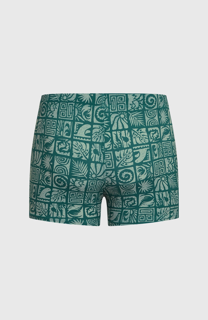 Essentials All-Over-Print Racer Badehose | Blue Bricks