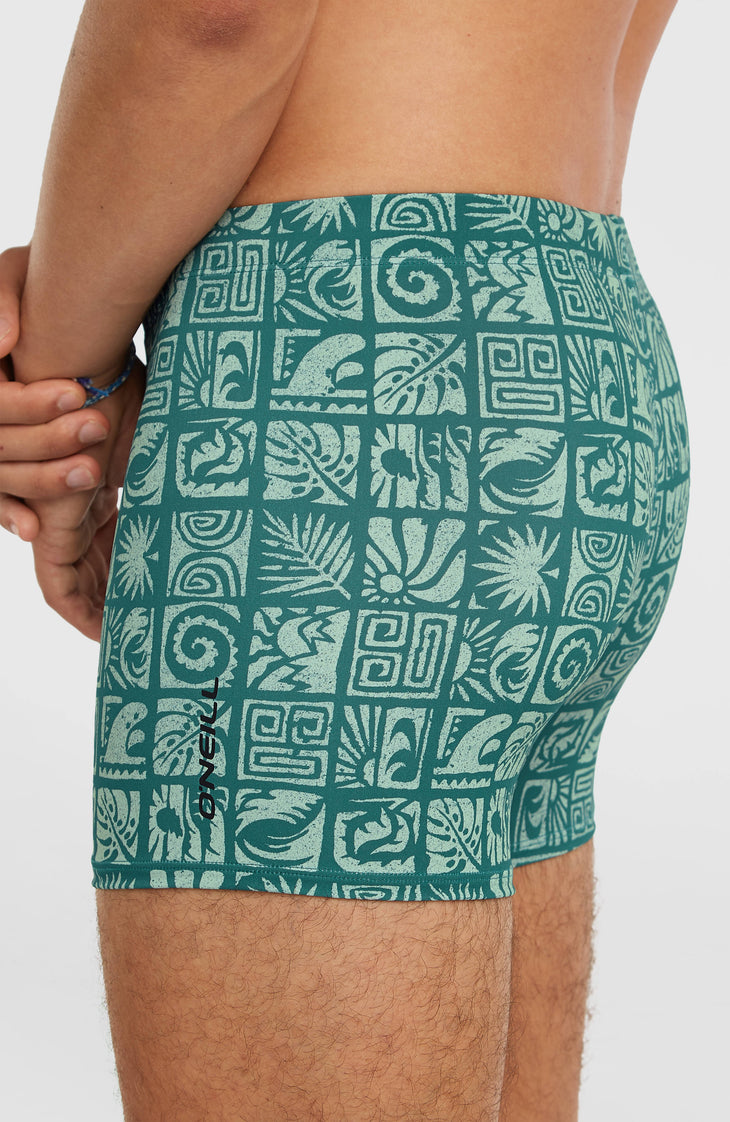 Essentials All-Over-Print Racer Badehose | Blue Bricks