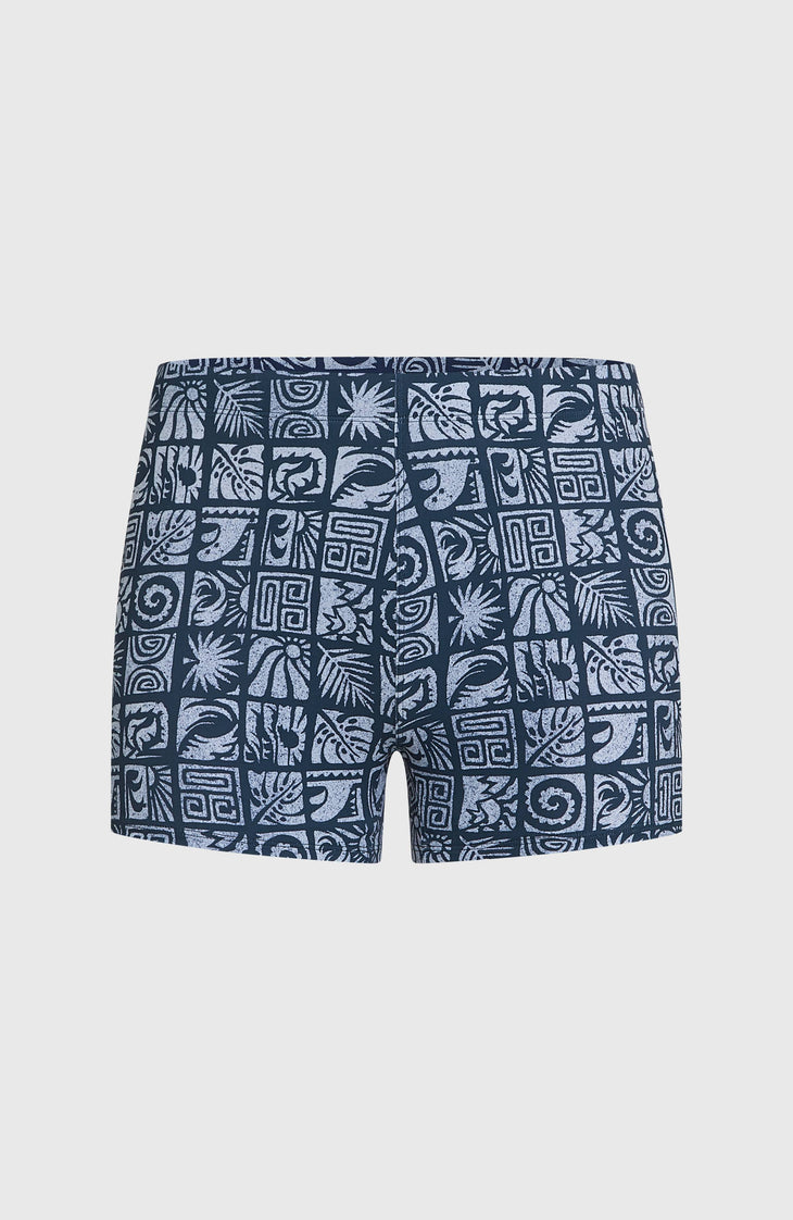 Essentials All-Over-Print Racer Badehose | Dark Blue Bricks