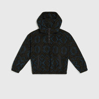 Superfleece Hoodie mit Halbreißverschluss | Black Retro Ikat