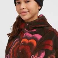 Superfleece Hoodie mit Halbreißverschluss | Brown Originals Flower