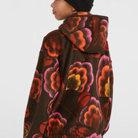 Superfleece Hoodie mit Halbreißverschluss | Brown Originals Flower