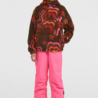 Superfleece Hoodie mit Halbreißverschluss | Brown Originals Flower