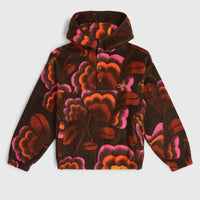 Superfleece Hoodie mit Halbreißverschluss | Brown Originals Flower