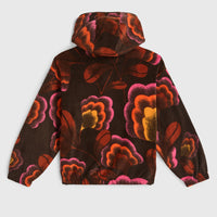 Superfleece Hoodie mit Halbreißverschluss | Brown Originals Flower