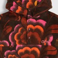 Superfleece Hoodie mit Halbreißverschluss | Brown Originals Flower
