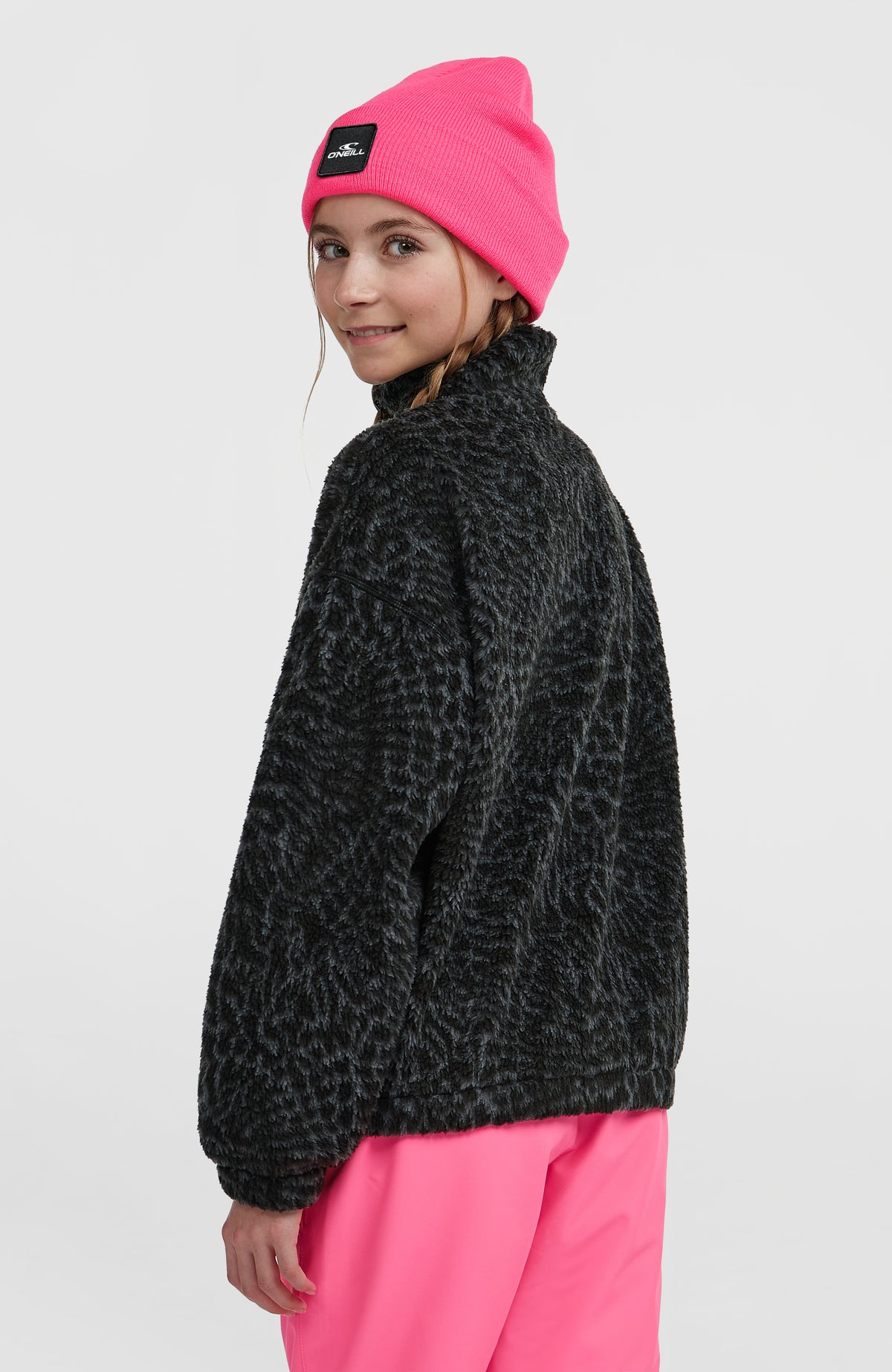 Flauschige Fleecejacke mit Reißverschluss | Black Animalica