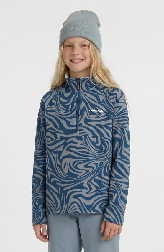 FWC'Cruz Printed Fleecepullover mit Halbreißverschluss | Blue Swirl Zebra