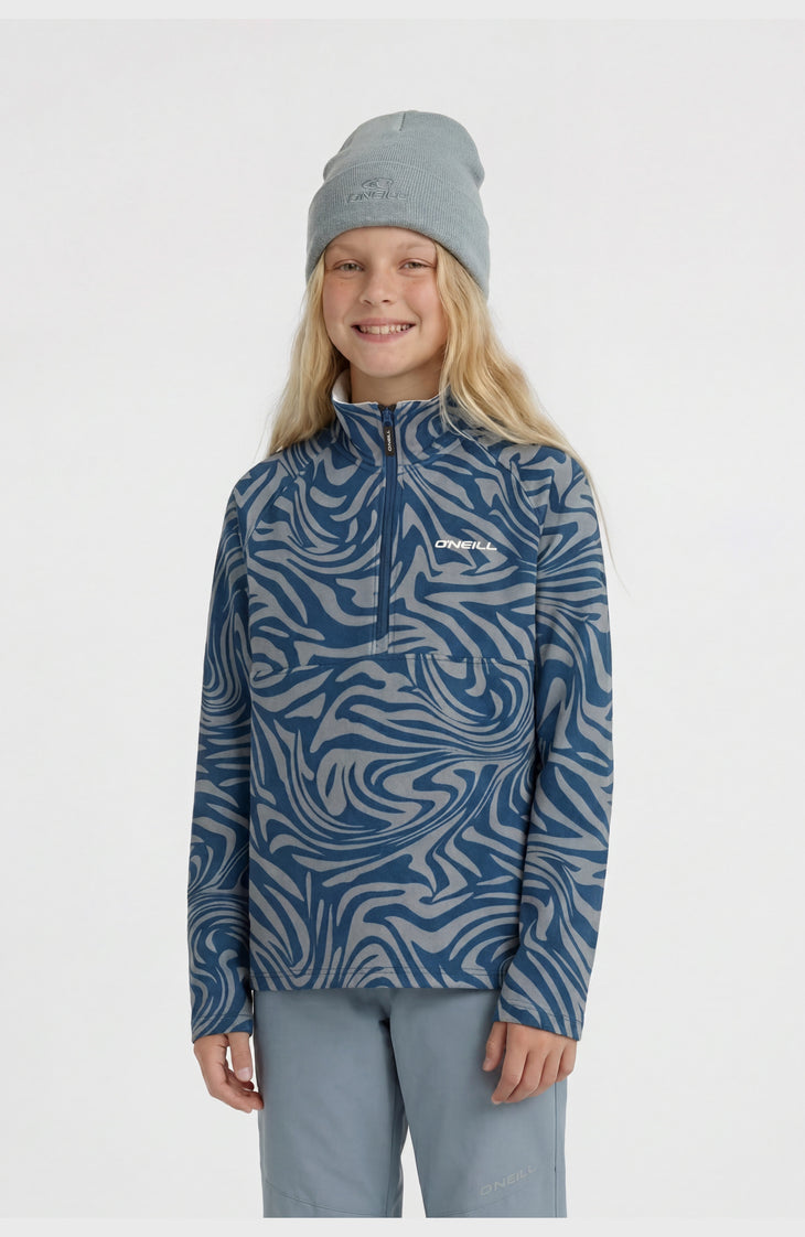 FWC'Cruz Printed Fleecepullover mit Halbreißverschluss | Blue Swirl Zebra