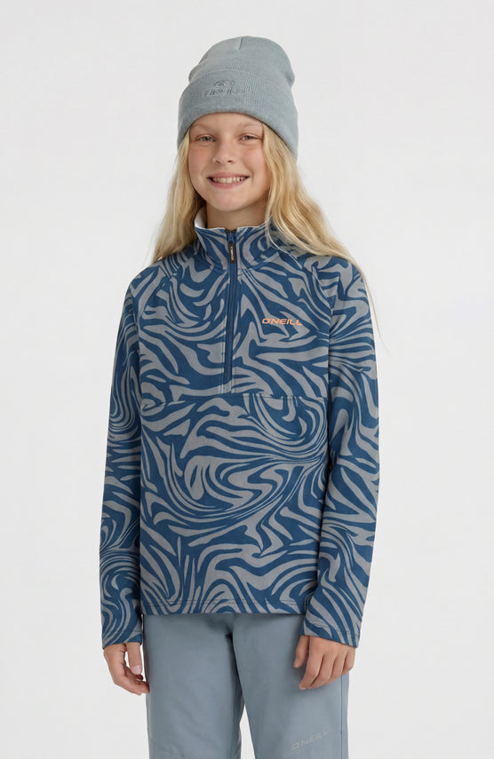 FWC'Cruz Printed Fleecepullover mit Halbreißverschluss | Blue Swirl Zebra