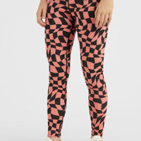 Outdoor Active High-Waist Leggings | Pink Checkboard