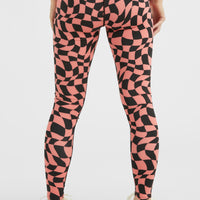 Outdoor Active High-Waist Leggings | Pink Checkboard