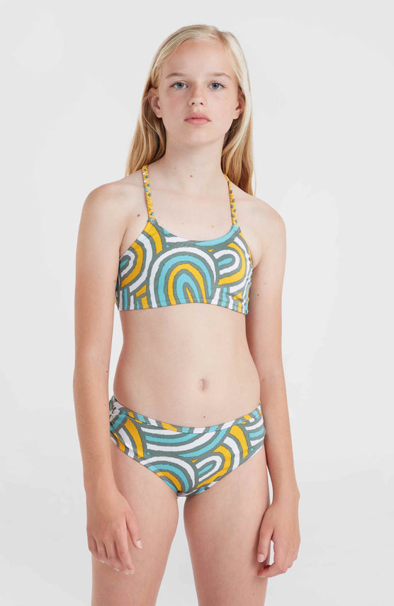 Mix and Match Tropics Bikini-Set | Blue Rainbow Stripe