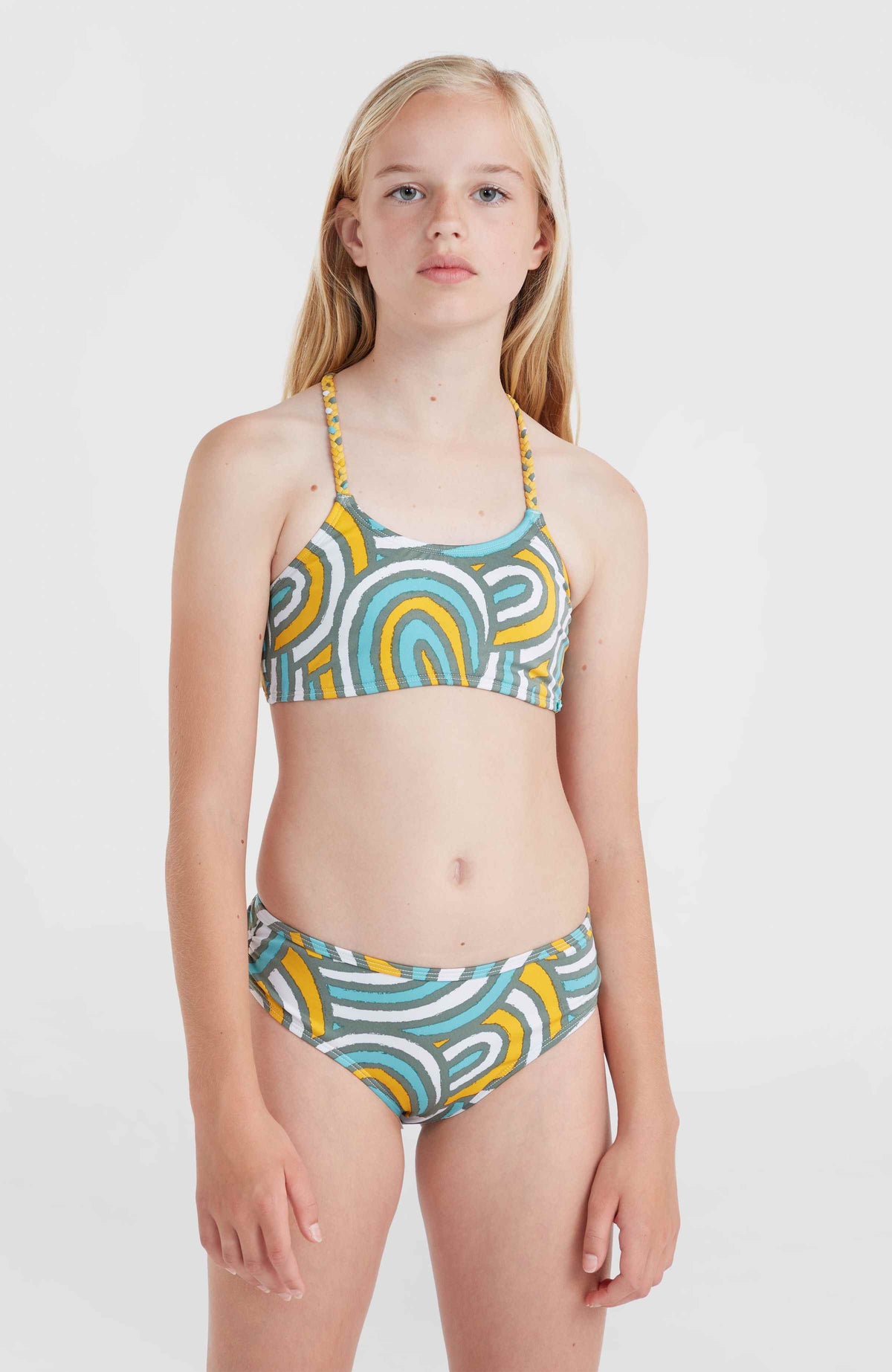 Mix and Match Tropics Bikini-Set | Blue Rainbow Stripe